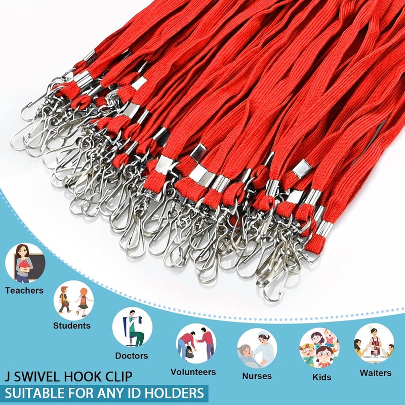 koorito 50 Pcs Badge Lanyards Flat Lanyards for ID Badges Bulk lanyard with Swivel J Hook Clip for Office Worker, Student, Teacher (Red) - Image 3